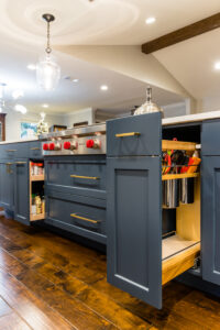 Transitional Kitchen Remodel Blue Cabinets by StyleCraft Cabinets Dallas