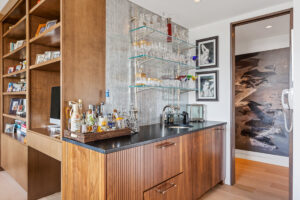 Wet Bar with doors closed by StyleCraft Cabinets TX installed in Dall High Rise condo